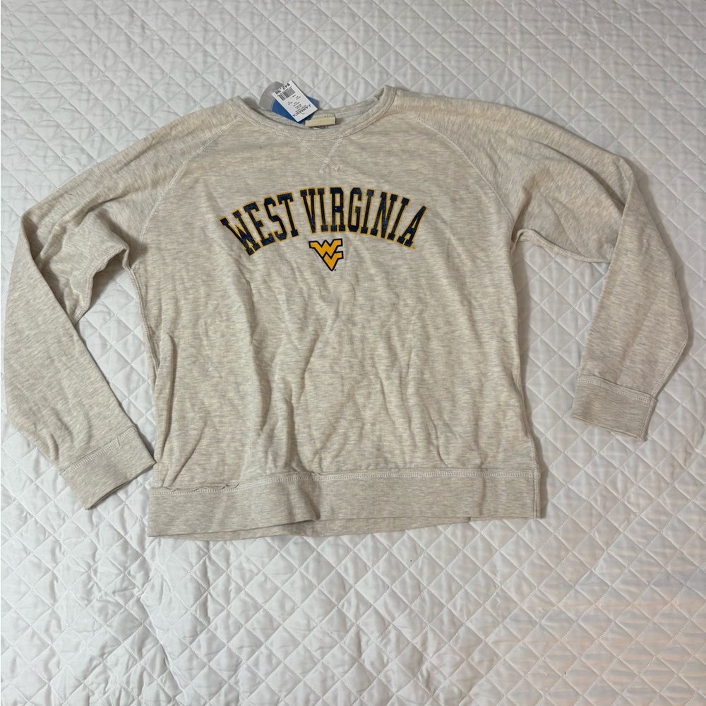 J. America Cream Sweatshirt with Blue and Gold Print